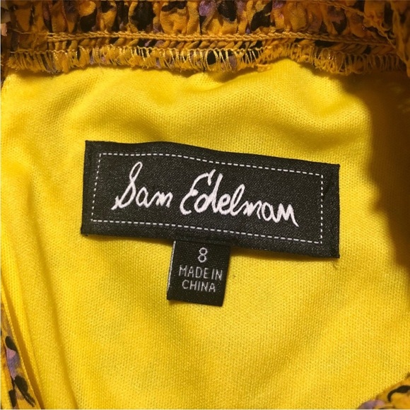 Sam Edelman Halter Neck Smoked Waist Yellow Purple Lined Sleeveless Dress 8 - Picture 11 of 16